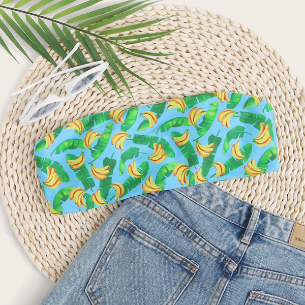 

Banana Print Bandeau Bikini Top, Green