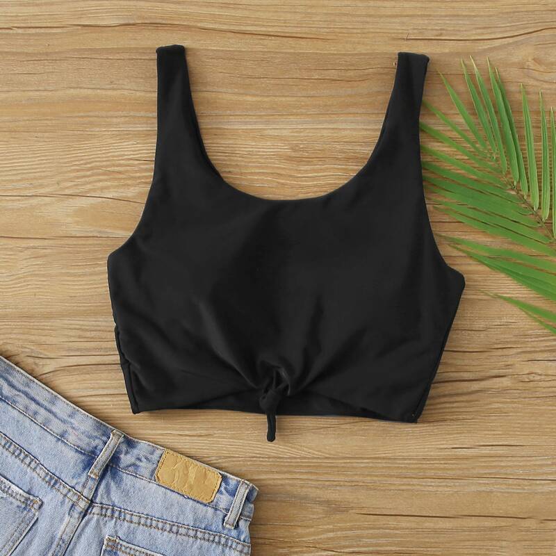 

Knot Detail Bikini Top, Black