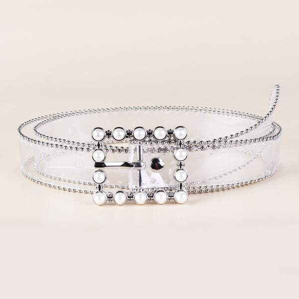 

Faux Pearl Decor Transparent Belt
