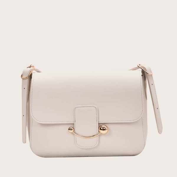 

Minimalist Flap Over Crossbody Bag, White