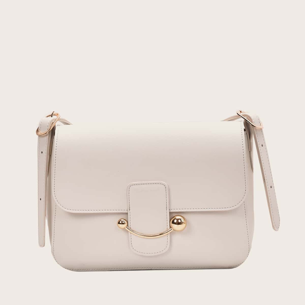 

Minimalist Flap Over Crossbody Bag, White