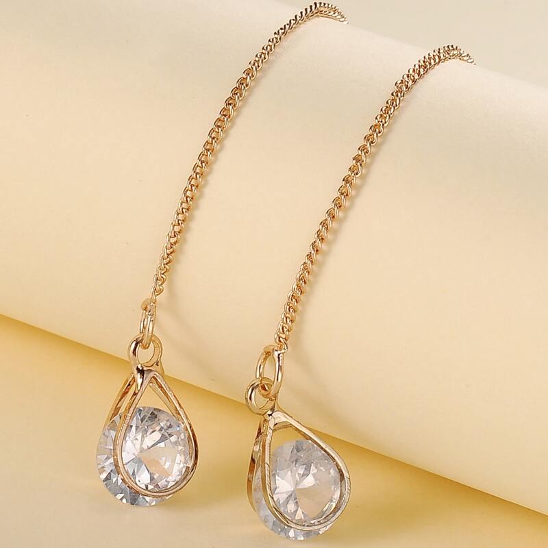 

Gemstone Engraved Drop Earrings, Gold