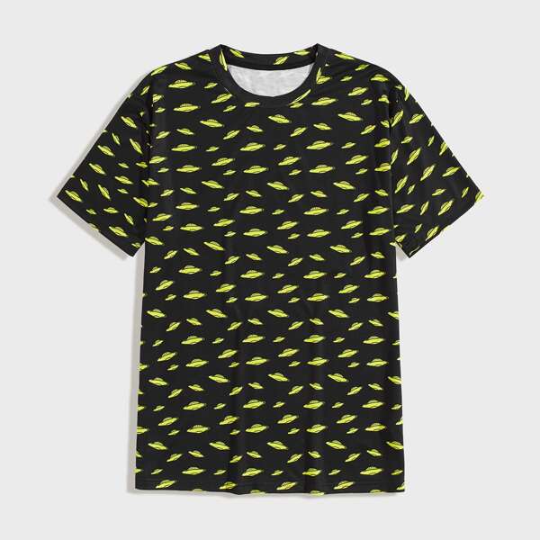 

Men Allover Print Tee, Black