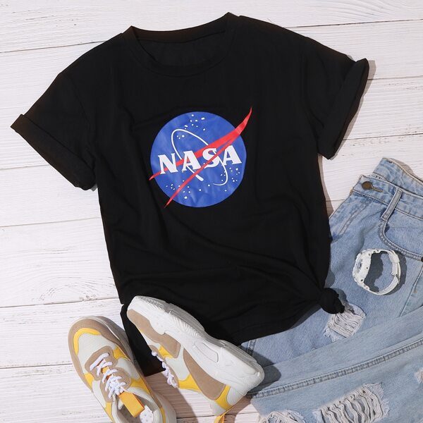 

Letter Graphic Short Sleeve Tee, Black