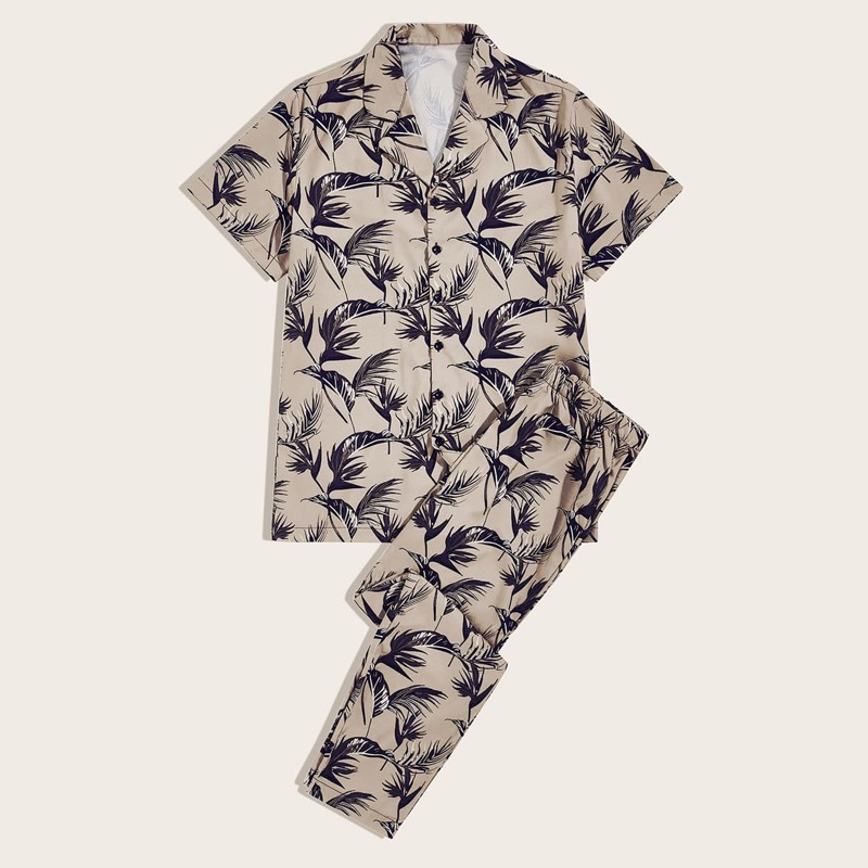 

Guys Plant Print PJ Set, Multicolor
