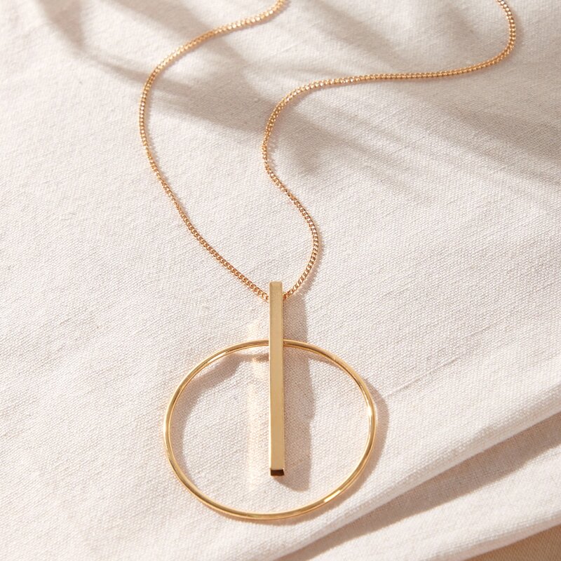 

Round Charm Necklace, Gold