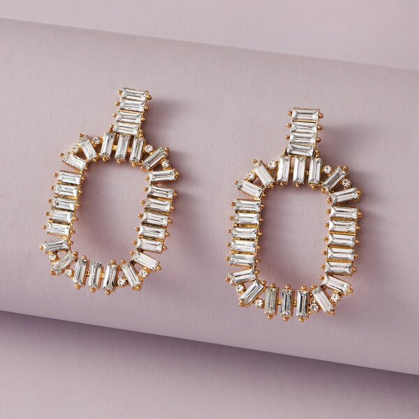 

Rhinestone Geometric Earrings, Multicolor