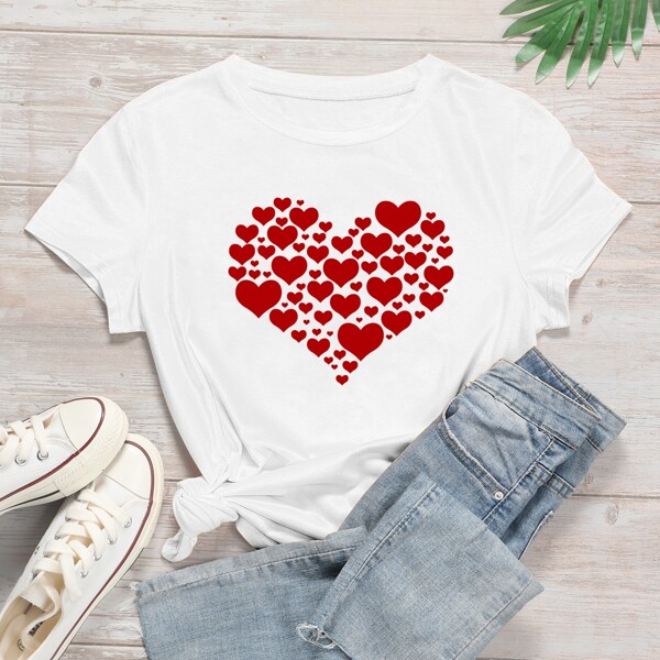 

Plus Heart Print Tee, White