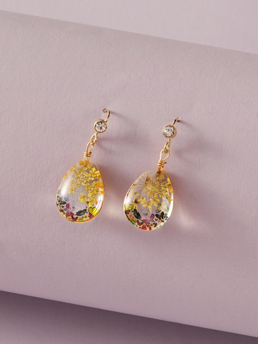 Flower Water Drop Earrings - Multicolor - View 1