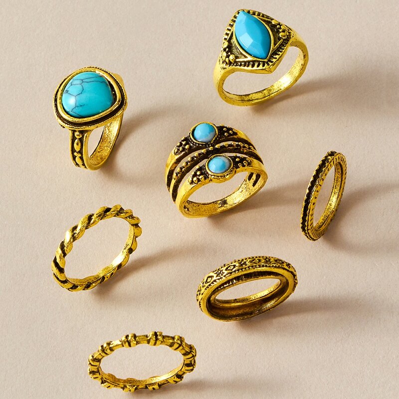 

Turquoise Decor Rings, Gold