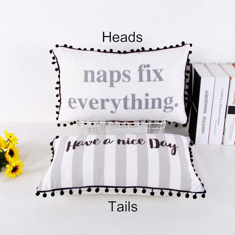 

1pc Slogan Graphic Double Side Pillowcase, Multicolor