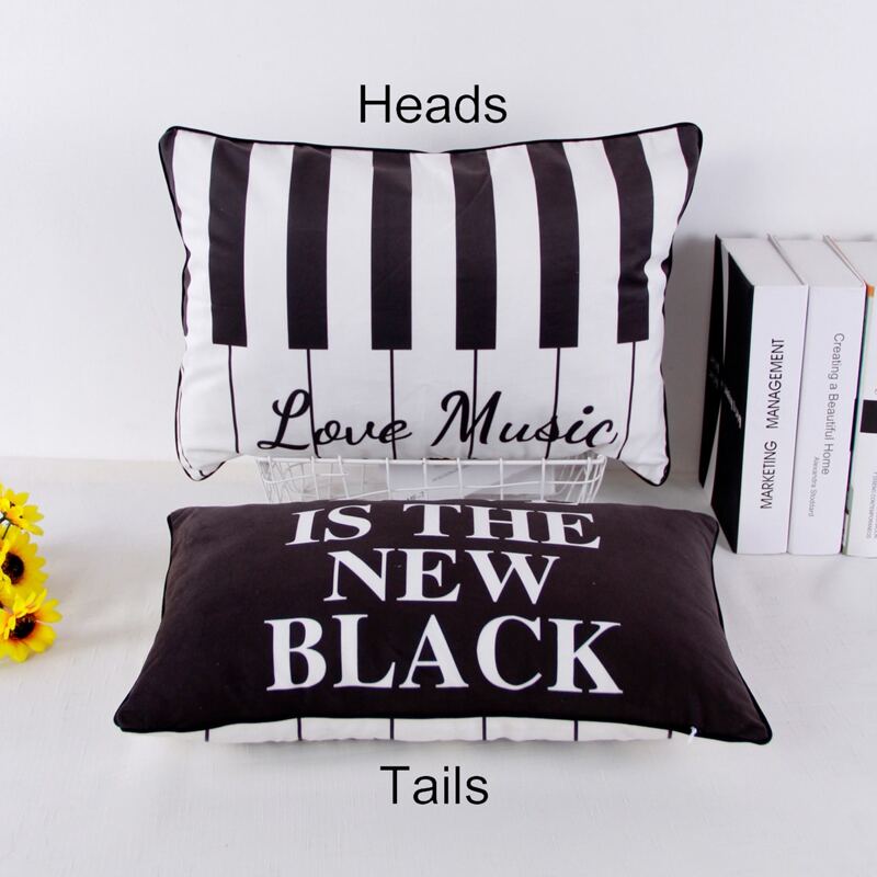 

1pc Slogan Graphic Double Side Pillowcase, Black and white