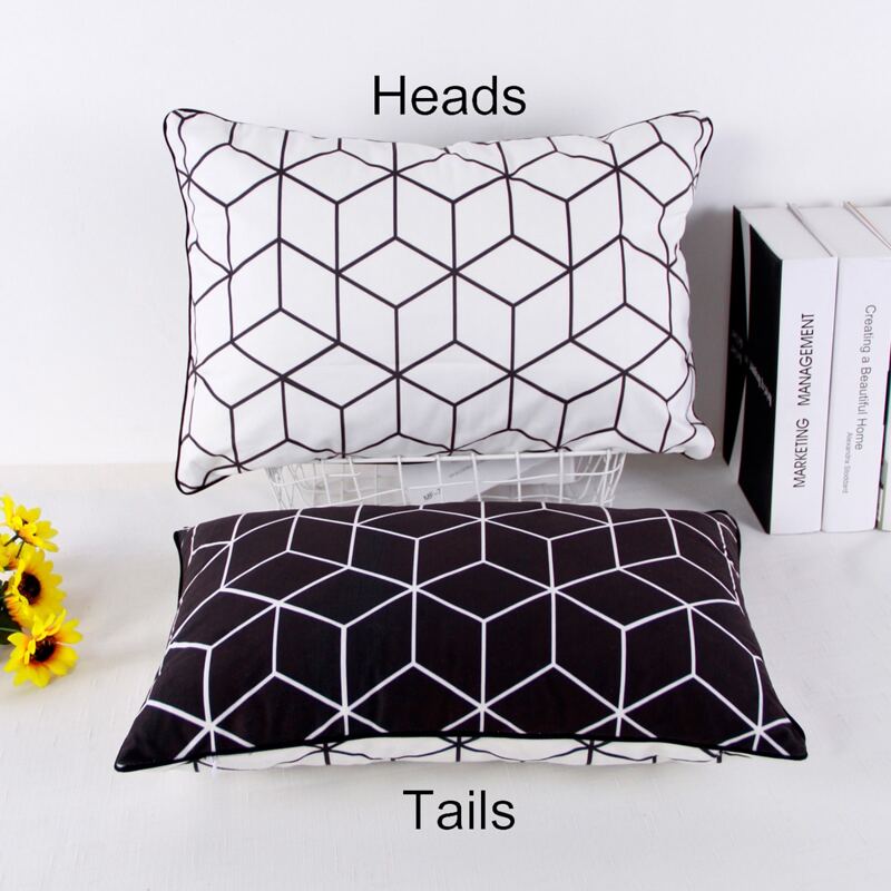 

1pc Geometric Pattern Double Side Pillowcase, Black and white