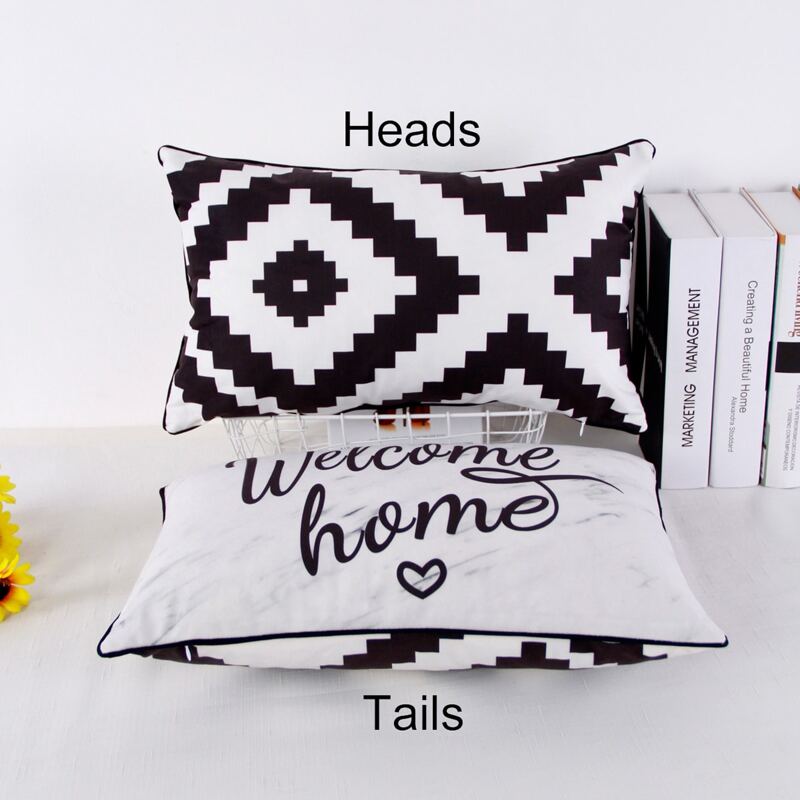 

1pc Geometric Pattern Double Side Pillowcase, Black and white