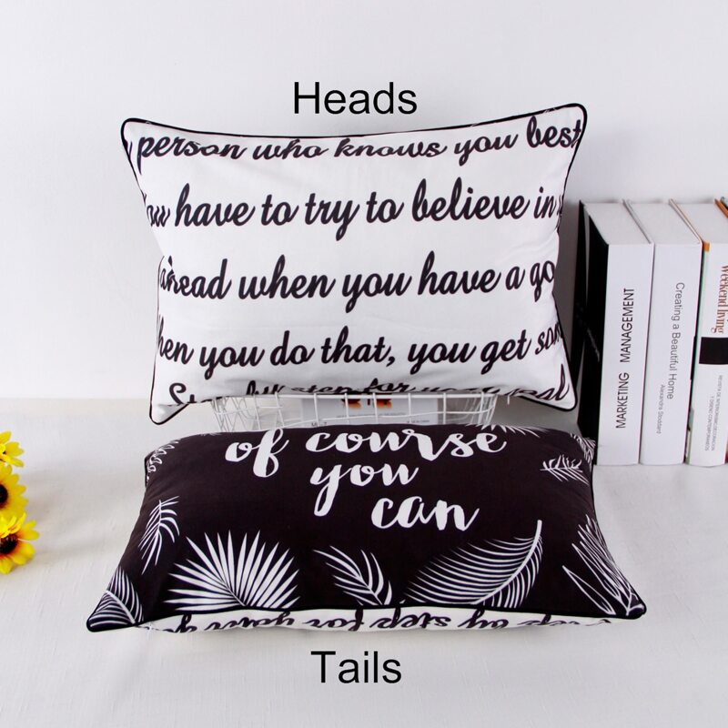 

1pc Slogan Graphic Double Side Pillowcase, Black and white