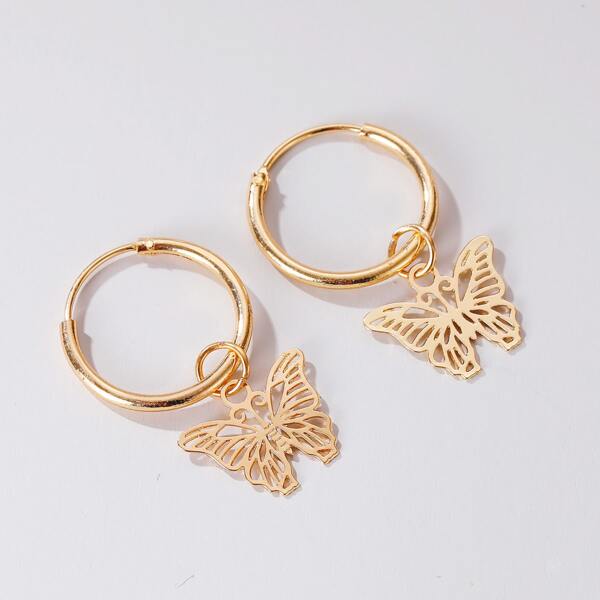 

Butterfly Drop Earrings, Gold
