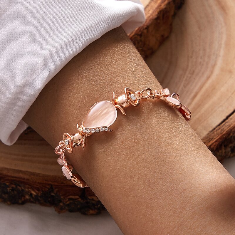 

1pc Gemstone Engraved Bracelet, Gold