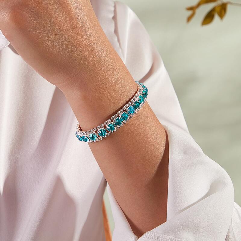 

1pc Rhinestone Engraved Chain Bracelet, Multicolor