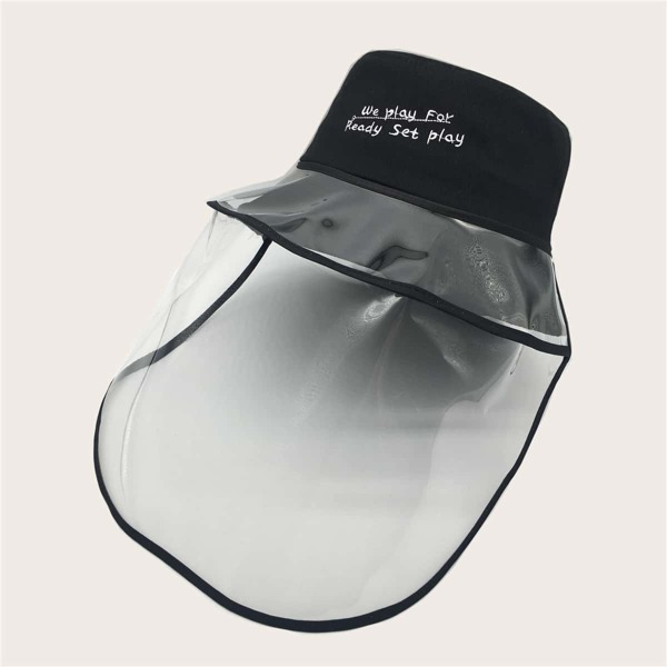 

Men Bucket Hat With Clear Face Shield, Black