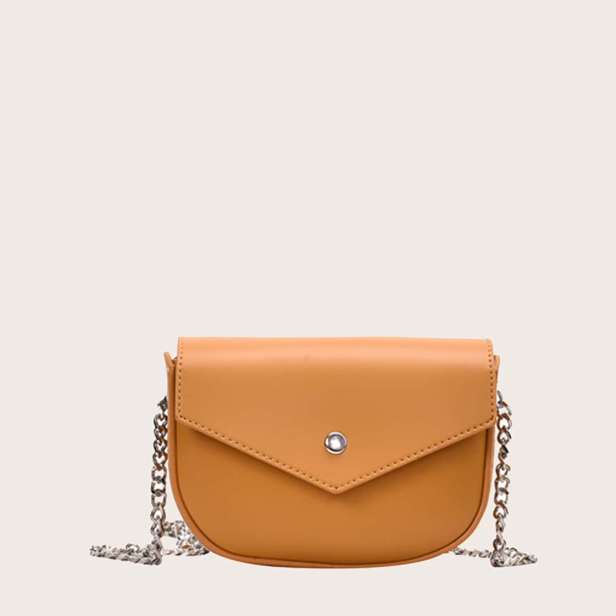 

Mini Flap Over Chain Crossbody Bag, Brown