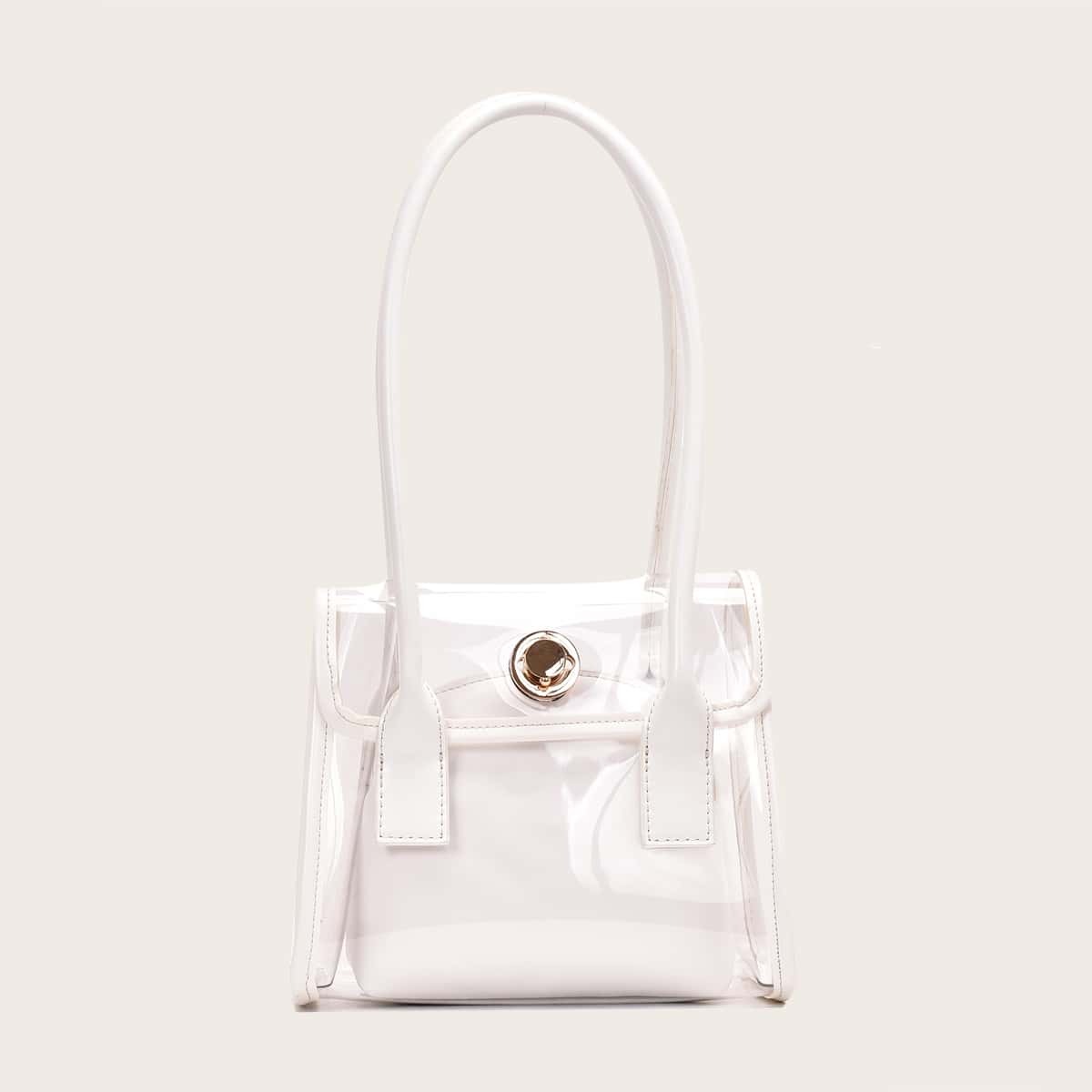 

Clear Tote Bag With Inner Pouch, White