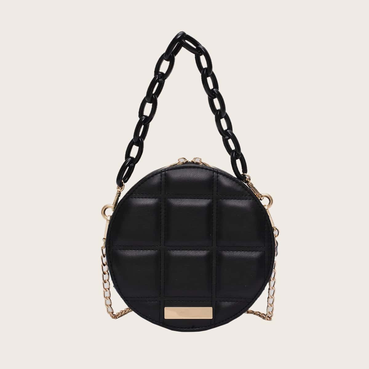 

Round Shaped Satchel Bag, Black