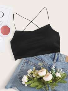 Ribbed Solid Bra - Black - View 1