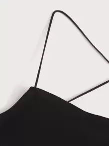 Ribbed Solid Bra - Black - View 3
