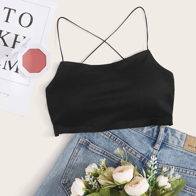 

Ribbed Solid Bra, Black