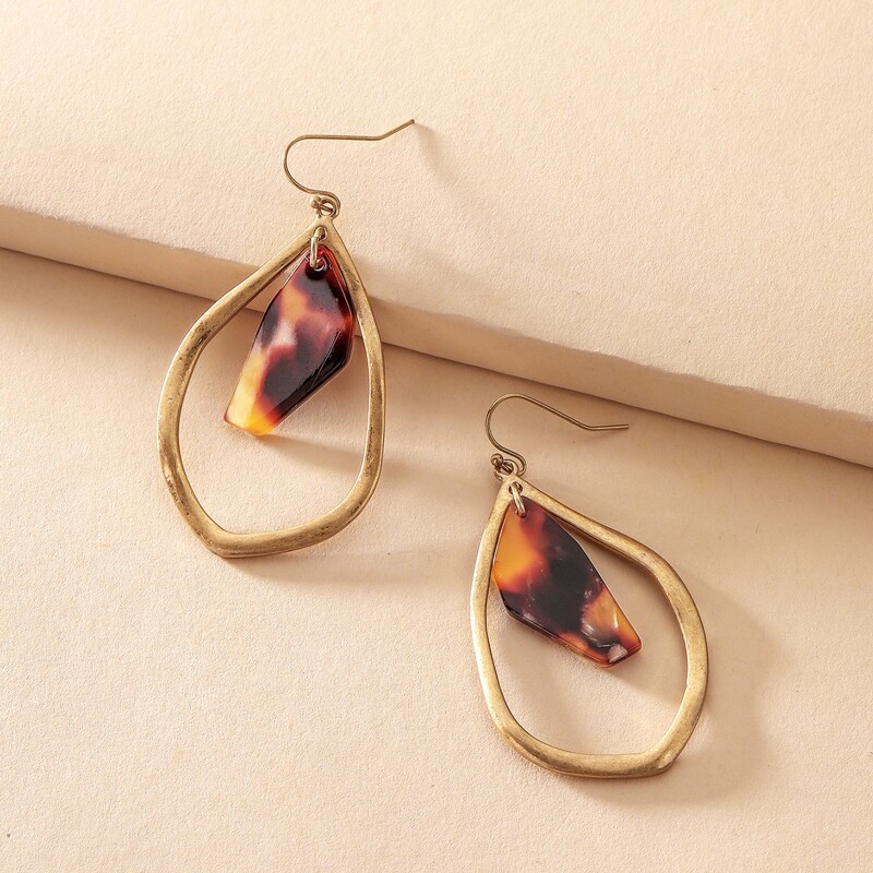 

Hollow Out Water Drop Earrings, Multicolor