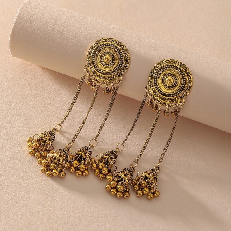 

Tribal Tassel Drop Earrings, Gold