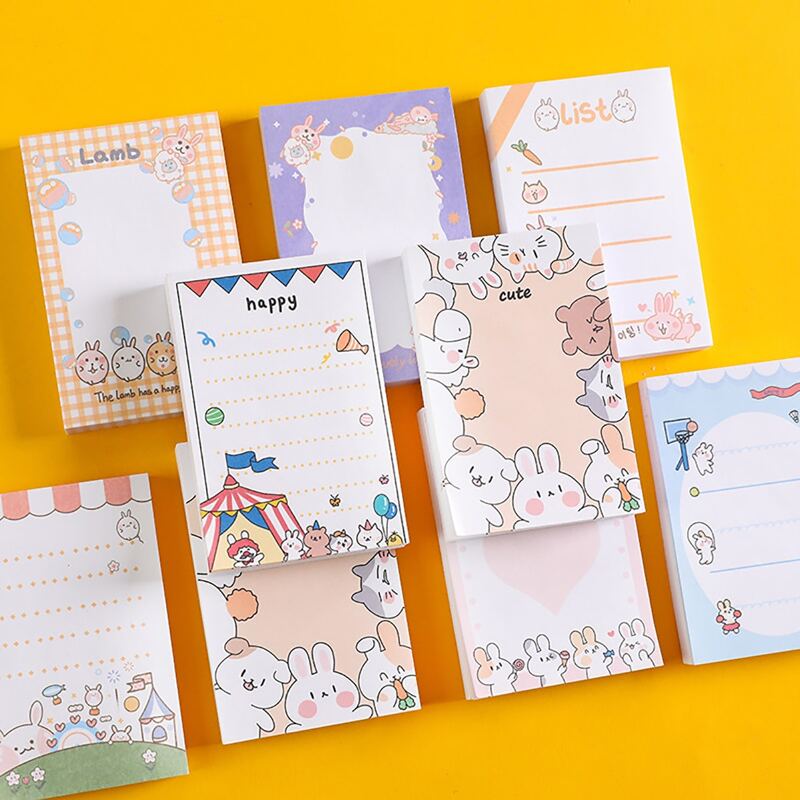 

100pcs Cartoon Rabbit Print Sticky Note, Multicolor