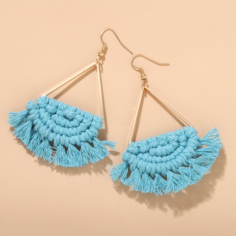

Tassel Geometric Earrings, Blue