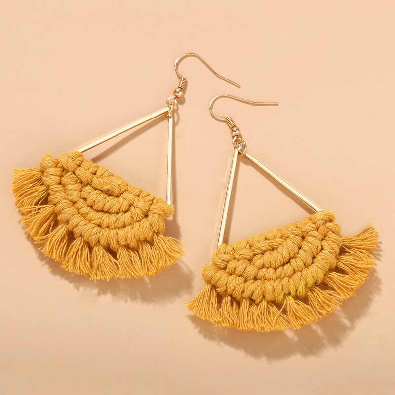 

Tassel Geometric Earrings, Yellow