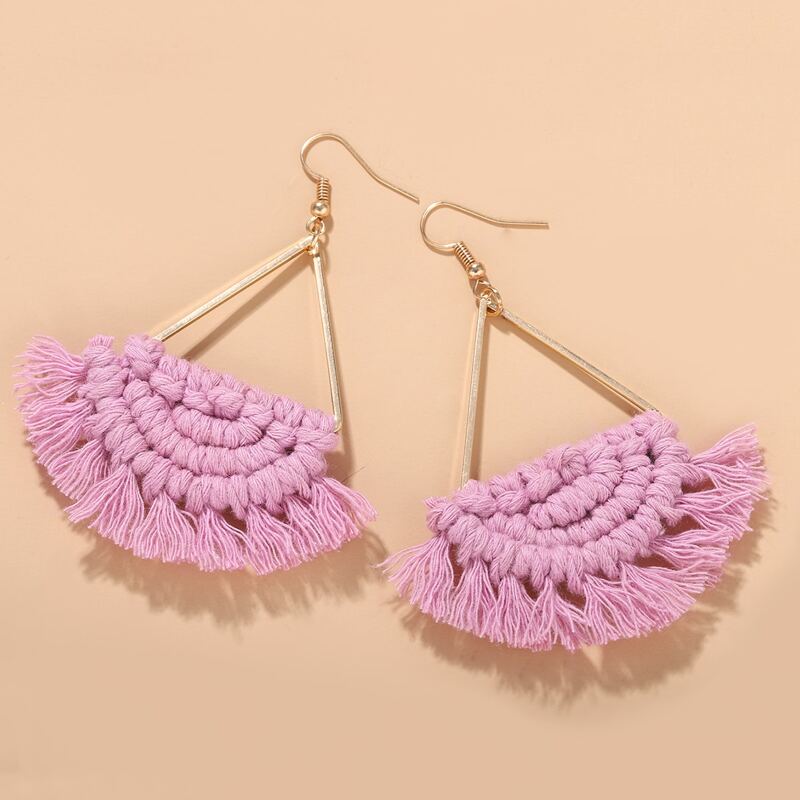 

Tassel Geometric Earrings, Pink