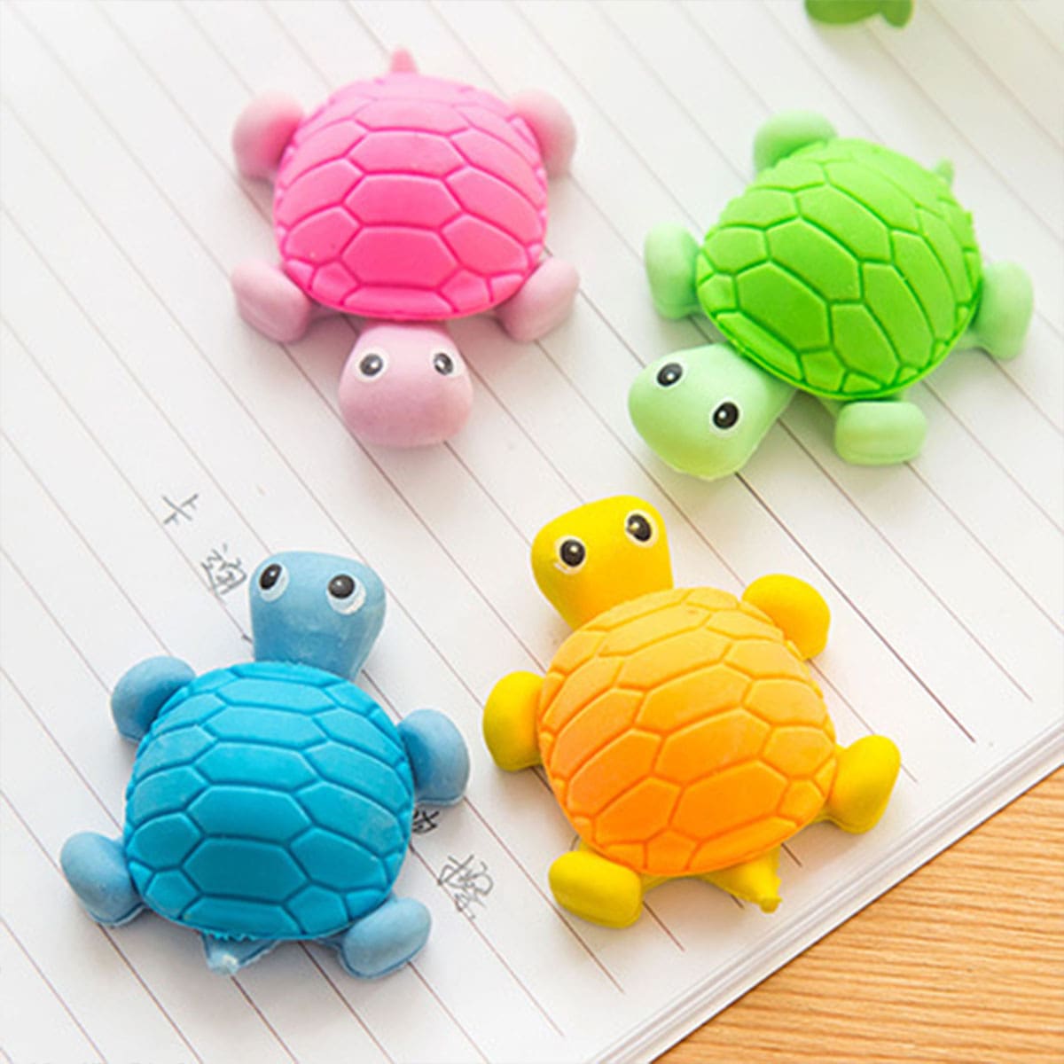 

4pcs Tortoise Shaped Eraser, Multicolor
