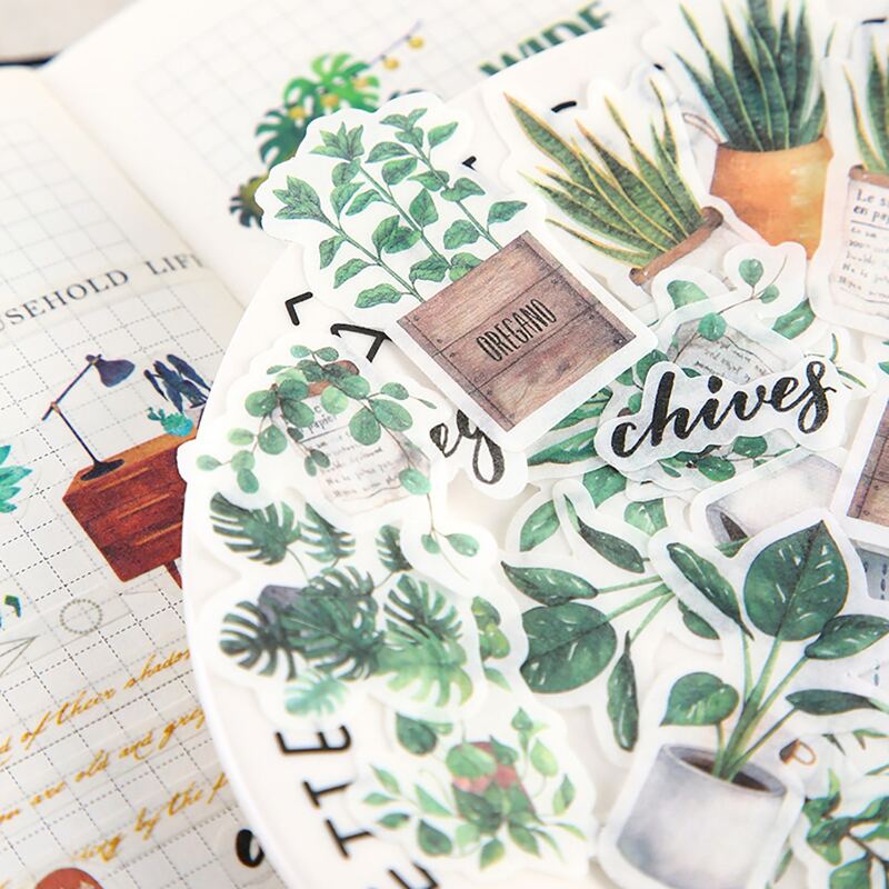 

40pcs Random Plant Sticker, Multicolor
