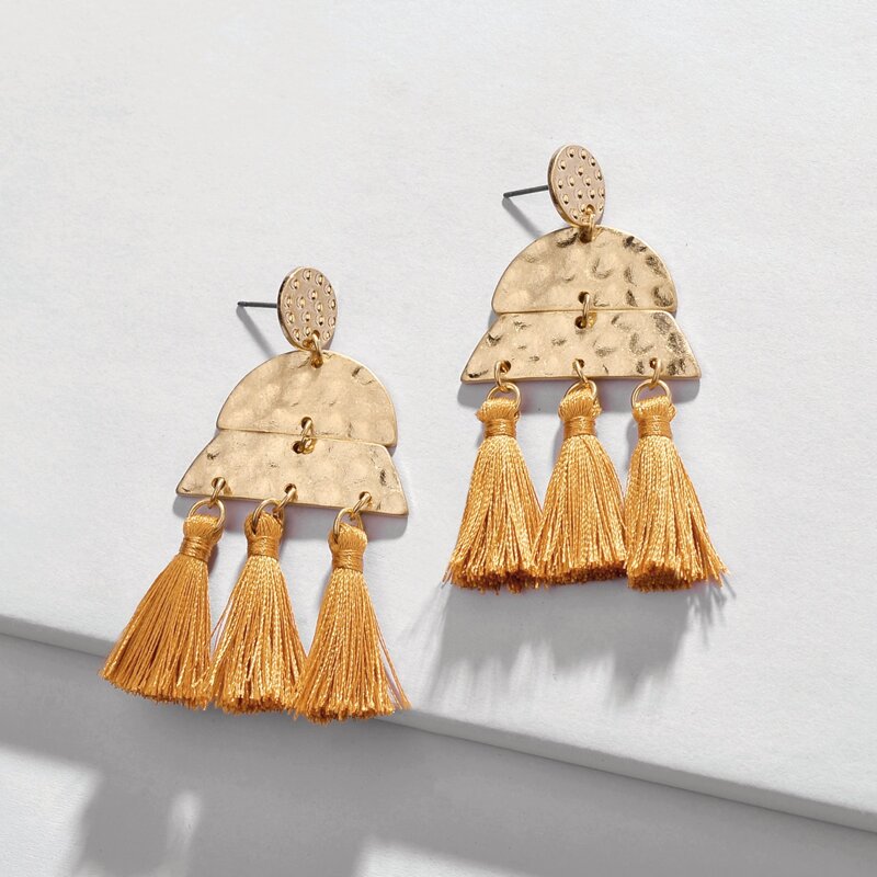 

Geometric Tassel Drop Earrings, Gold
