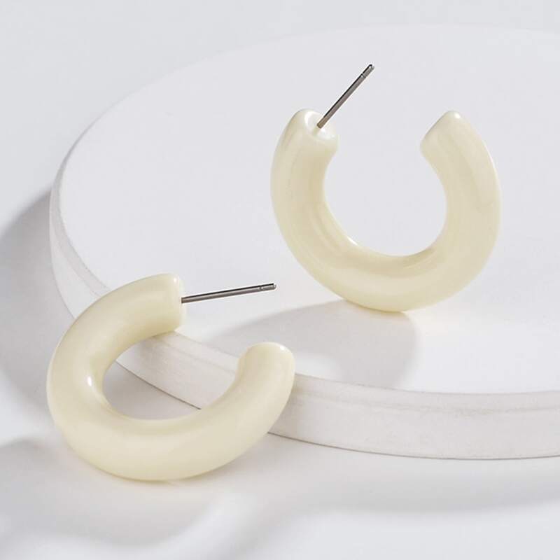 

Cuff Hoop Earrings, Beige
