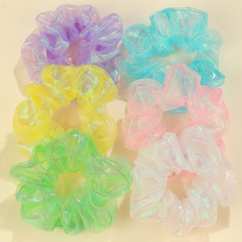 

6pcs Solid Mesh Scrunchie, Multicolor