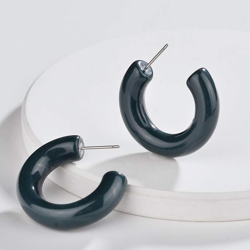

Cuff Hoop Earrings, Green