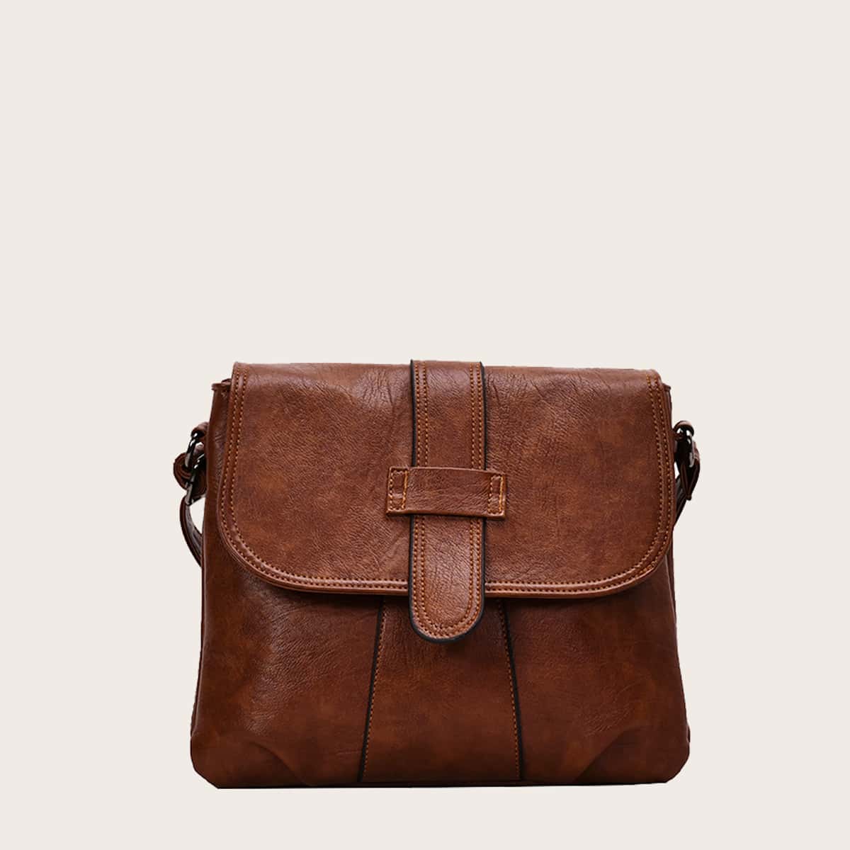 

Minimalist Flap Crossbody Bag, Brown