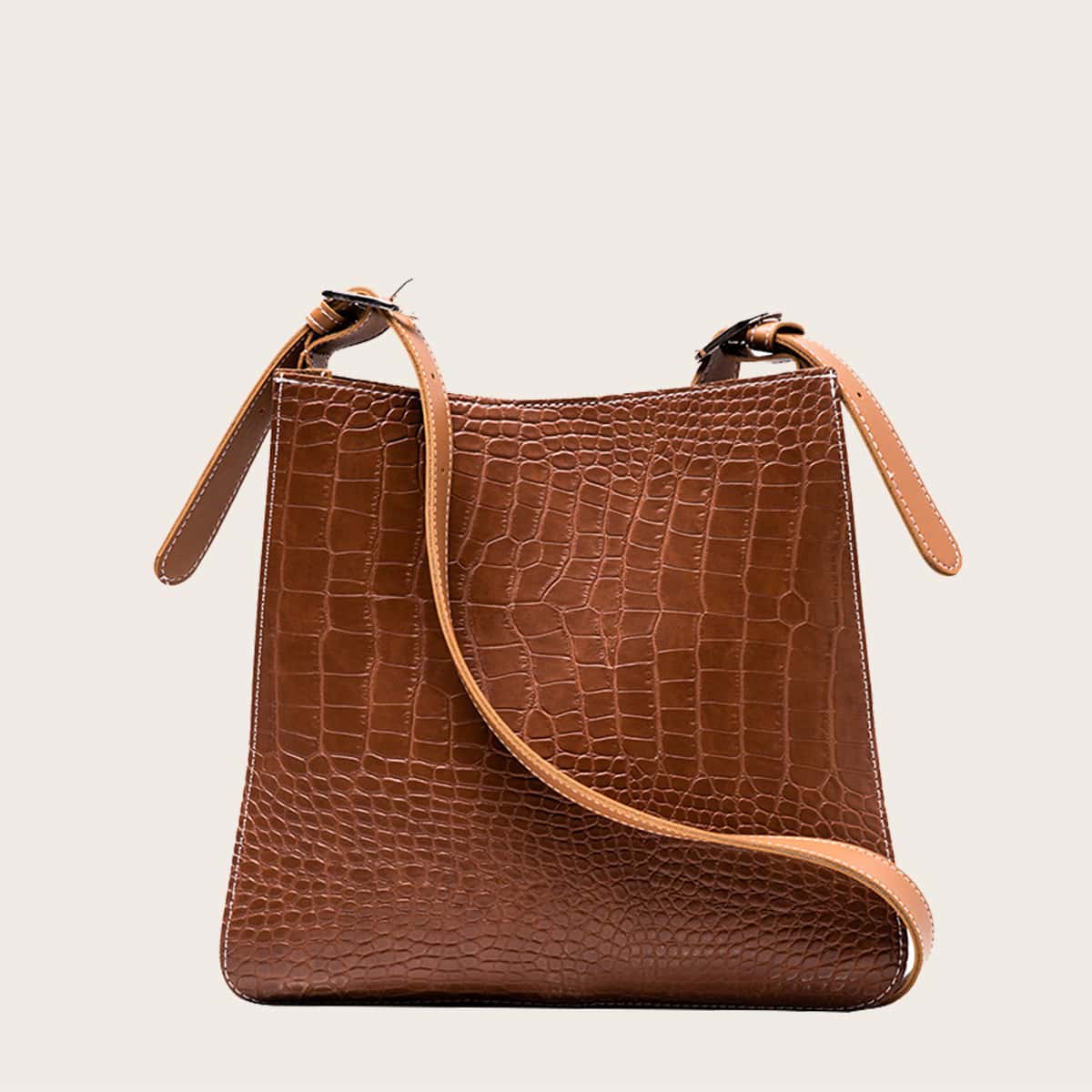 

Croc Embossed Crossbody Bag, Brown