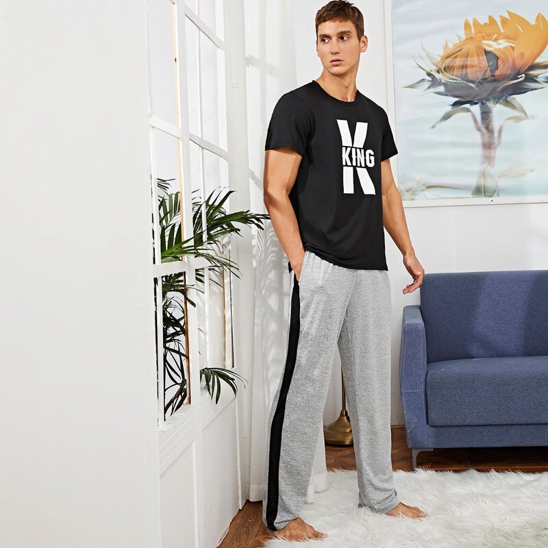 

Guys Letter Graphic Tee & Sweatpants PJ Set, Multicolor