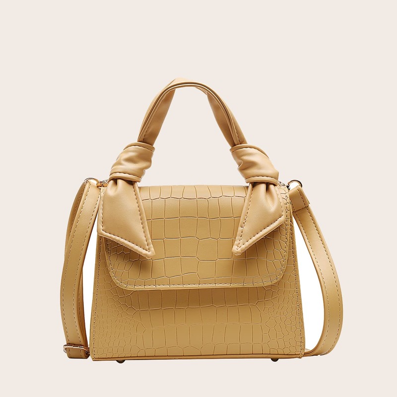 

Croc Embossed Satchel Bag, Yellow