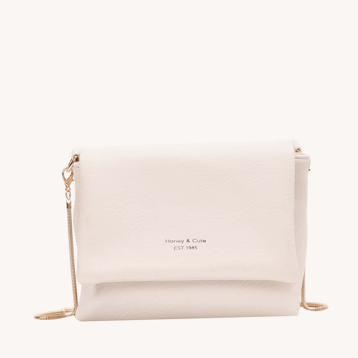 Flap Chain Crossbody Bag, Beige
