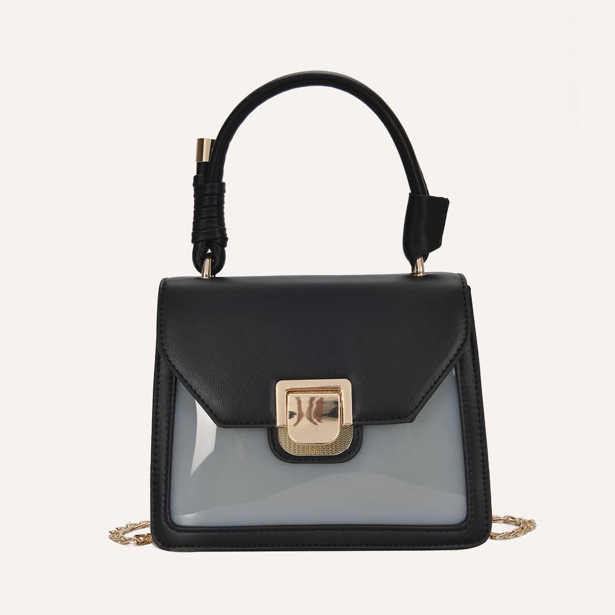

Flap Chain Satchel Bag, Black