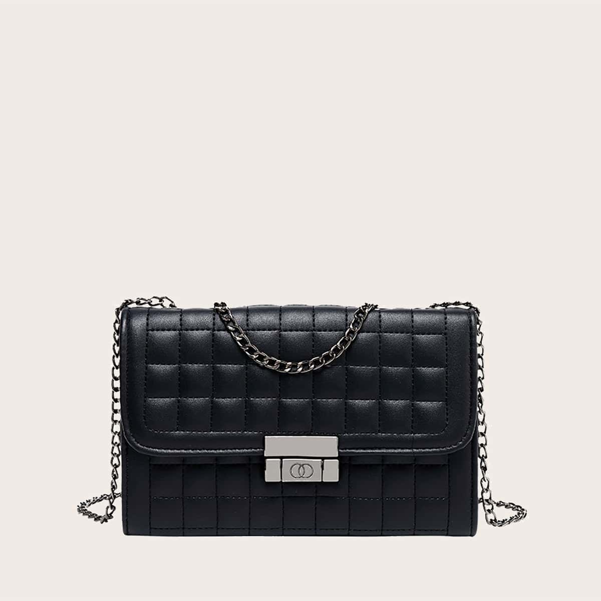 

Flap Chain Crossbody Bag, Black