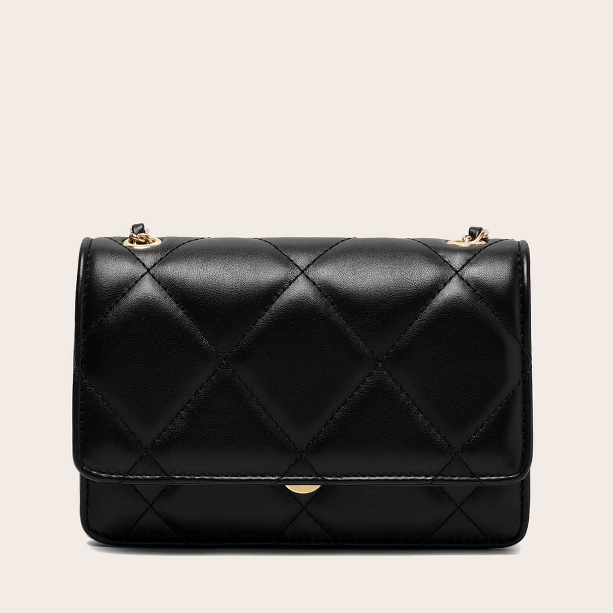 

Quilted Flap Crossbody Bag, Black