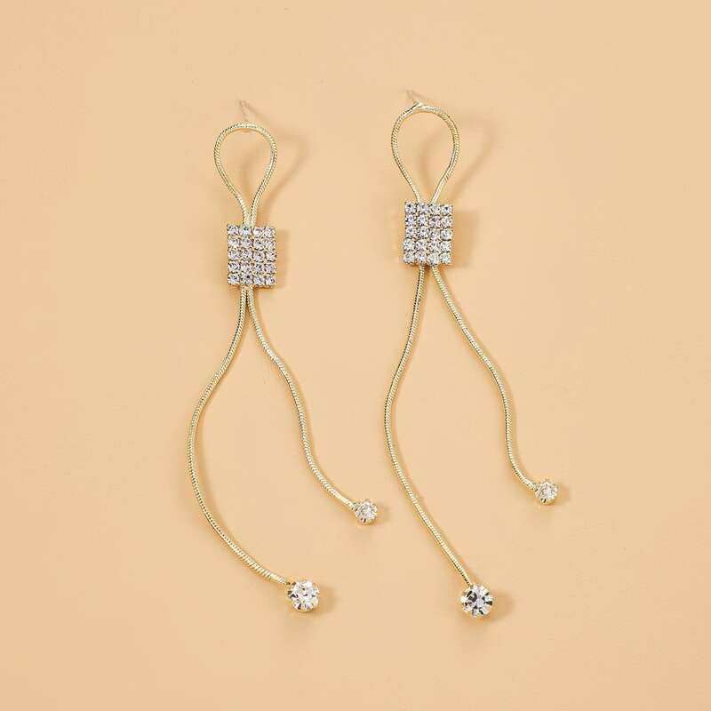 

Rhinestone Geometric Earrings, Gold